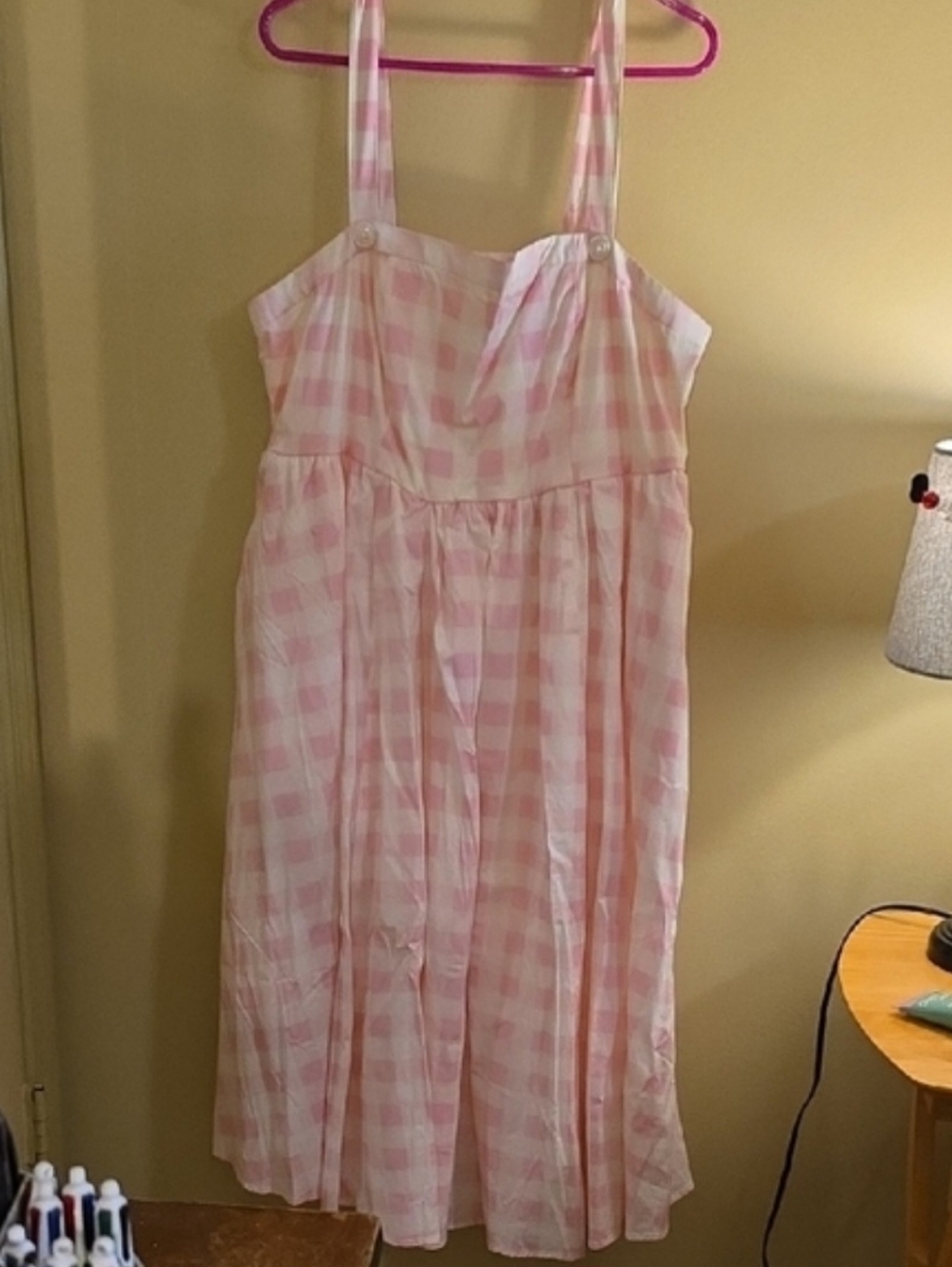 Retro Chic By Torrid Pink Gingham Plaid Dress w/Pockets - Picture 2 of 7